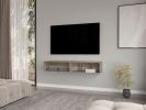 Floating Tv Stand Moore, Living Room, White Oak - White Oak