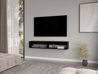 Floating Tv Stand Moore, Living Room, Black - Black