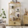Rattan 7 Tier Bookcase with Cabinet