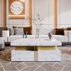 Modern Square Storage Coffee Table With 4 Drawers - White - MDF
