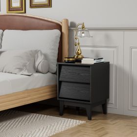 2 Set Nightstands Features Vintage-style and Bevel Design, Made of MDF, Mid Century Modern Nightstand, Night Stand for Bedroom - Black - MDF