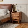 2 Set Nightstands Features Vintage-style and Bevel Design, Made of MDF, Mid Century Modern Nightstand, Night Stand for Bedroom - Brown - MDF