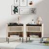 Bedside table set 2 - Natural+Black - MDF+Iron