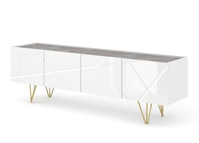 Space - TV Stand 4D white / white gloss - Default