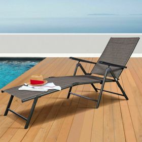 Set of 2 Adjustable Chaise Lounge Chair with 5 Reclining Positions - as show