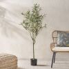 59 Inch Artificial Olive Tree, Large Olive Plants for Home Decor and Housewarming Gift - Green - Iron+Plastic