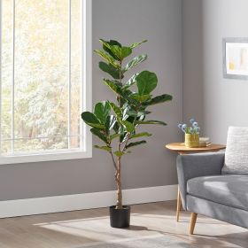 59 Inch Artificial Fiddle Leaf Fig Tree - Green - Iron+Plastic