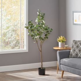 59 Inch Artificial Eucalyptus Tree - Green - Iron+Plastic