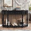 52''Modern and Contemporary Curved Console Table Sofa Table Entryway Table for Hallway Living Room with 4 Drawers and 1 Shelf - Black - MDF