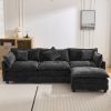 112.2" L-Shape Chenille Upholstered Sofa for Living Room Modern Luxury Sofa Couch with Ottoman and 5 Pillows for Living Room - Black - Foam