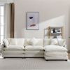 112.2" L-Shape Chenille Upholstered Sofa for Living Room Modern Luxury Sofa Couch with Ottoman and 5 Pillows for Living Room - Beige - Foam
