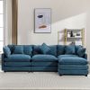 112.2" L-Shape Chenille Upholstered Sofa for Living Room Modern Luxury Sofa Couch with Ottoman and 5 Pillows for Living Room - Blue - Foam