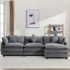 112.2" L-Shape Chenille Upholstered Sofa for Living Room Modern Luxury Sofa Couch with Ottoman and 5 Pillows for Living Room - Gray - Foam