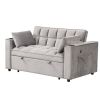 58" 4-1 Multi-functional Sofa Bed with Cup Holder and USB Port for Living Room or Apartments - Gray - Foam