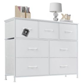 Desser For Bedroom With 7 Fabric Drawers Organizer Storage Closet Chest Clothes For Living Room Display Cabinet Of Furniture - White