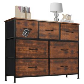 Desser For Bedroom With 7 Fabric Drawers Organizer Storage Closet Chest Clothes For Living Room Display Cabinet Of Furniture - Brown