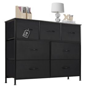 Desser For Bedroom With 7 Fabric Drawers Organizer Storage Closet Chest Clothes For Living Room Display Cabinet Of Furniture - Black