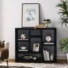 Open Wooden Open Shelf Bookcase, Freestanding Display Storage Cabinet with 7 Cube Storage Spaces