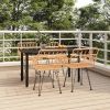 5 Piece Patio Dining Set Poly Rattan - Brown