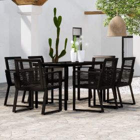 7 Piece Patio Dining Set Black - Black