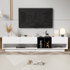 ON-TREND Sleek and Stylish TV Stand with Perfect Storage Solution, Two-tone Media Console for TVs Up to 80'', White - as Pic