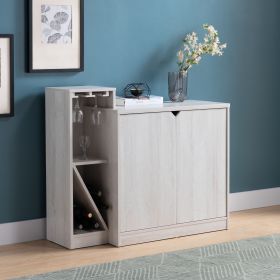 Bar Cabinet, Wine Bottle Storage Display Kitchen Cabinet, Holds 4 Wine Bottles- White Oak - as Pic