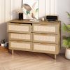 6 drawers Rattan dresser Rattan Drawer, Bedroom,Living Room - as Pic