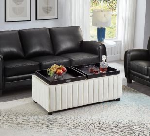 45 inch Wide Contemporary Square CubeStorage Ottoman Bench, Storage Bench with coffee tray,coffee table for Living Room