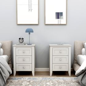 set of 2 pcs white 3 Drawer Nightstand with Charging Station and USB Ports & Power Outlets,Wooden Bed Side Table/End Table Modern Night Stands