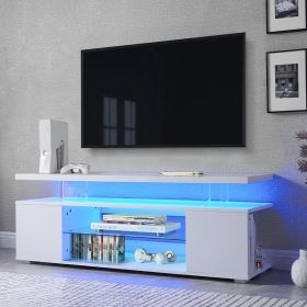TV Stand for 65 Inch TV LED Gaming Entertainment Center Media Storage Console Table with Large Side Cabinet for Living Room( White) - as Pic