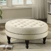 Oatmeal Cocktail Ottoman with Nailhead Trim - as Pic