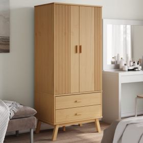 Wardrobe OLDEN Brown 30.1"x20.9"x67.7" Solid Wood Pine - Brown