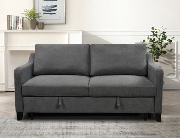 69" 3 in 1 Convertible Queen Sleeper Sofa Bed, Modern Fabric Loveseat Futon Sofa Couch w/Pullout Bed-Dark Grey