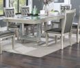 Formal Traditional Dining Table Rectangle Table w Leaf Silver Hue Glass Top 1pc Dining Table Dining Room Furniture - as Pic