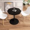 31.50"Modern Octagonal Coffee Table with Printed Black Marble Table Top,Metal Base, for Dining Room, Kitchen, Living Room - as Pic
