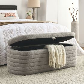 Welike Length 45.5 inchesStorage Ottoman Bench Upholstered Fabric Storage Bench End of Bed Stool, Grey teddy.