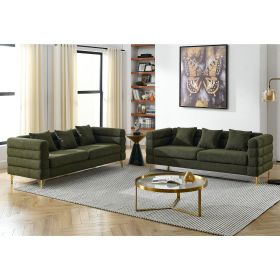3-seater + 3-seater Combination sofa.Green teddy - as Pic