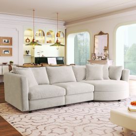 U_STYLE Three Indoor Cushioned Combination Sofas with Three Pillows and Curved Seat