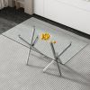 Large Modern Minimalist Rectangular Glass Dining Table for 6-8 with 0.39" Tempered Glass Tabletop and Silver Chrome Metal Legs, 71' x39''x 30''1538