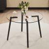 Modern simple style round transparent tempered glass table, tempered glass table top, black metal legs 42 "*42" *29.5 "1123r - as Pic