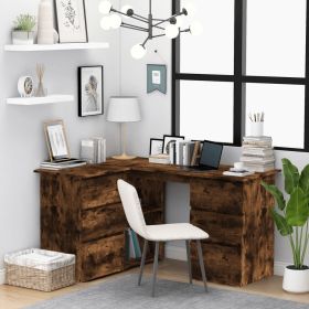 Corner Desk Smoked Oak 57.1"x39.4"x29.9" Engineered Wood - Brown