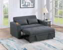 Contemporary Charcoal Sleeper Sofa Pillows Plush Tufted Seat 1pc Convertible Sofa w Cup Holder Polyfiber Couch Living Room Furniture - as Pic