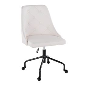 Marche Contemporary Adjustable Office Chair with Casters in Black Metal and White Faux Leather by LumiSource - as Pic