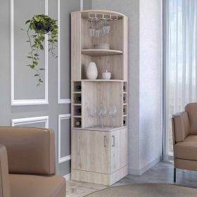 Bar Cabinet Papprika, 8 Wine Cubbies, Double Door, Light Gray Finish - as Pic