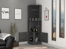 Bar Cabinet Papprika, 8 Wine Cubbies, Double Door, Smokey Oak Finish - as Pic