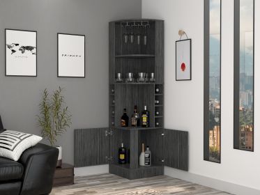 Bar Cabinet Papprika, 8 Wine Cubbies, Double Door, Smokey Oak Finish - as Pic