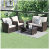 4-Pieces Outdoor Patio Furniture Set PE Rattan Wicker with Brown - as Pic