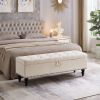 59" Bed Bench Ottoman with Storage Beige Fabric - as Pic