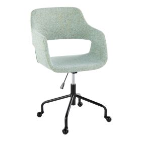 Margarite Contemporary Adjustable Office Chair in Black Metal and Light Green Fabric by LumiSource - as Pic