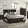 Modern bedroom Storage Eastern King Size Bed Drawers Storage Headboard Footboard 1pc Bed Only. - as Pic